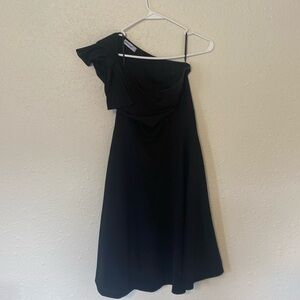 Women’s black one shoulder cocktail party dress